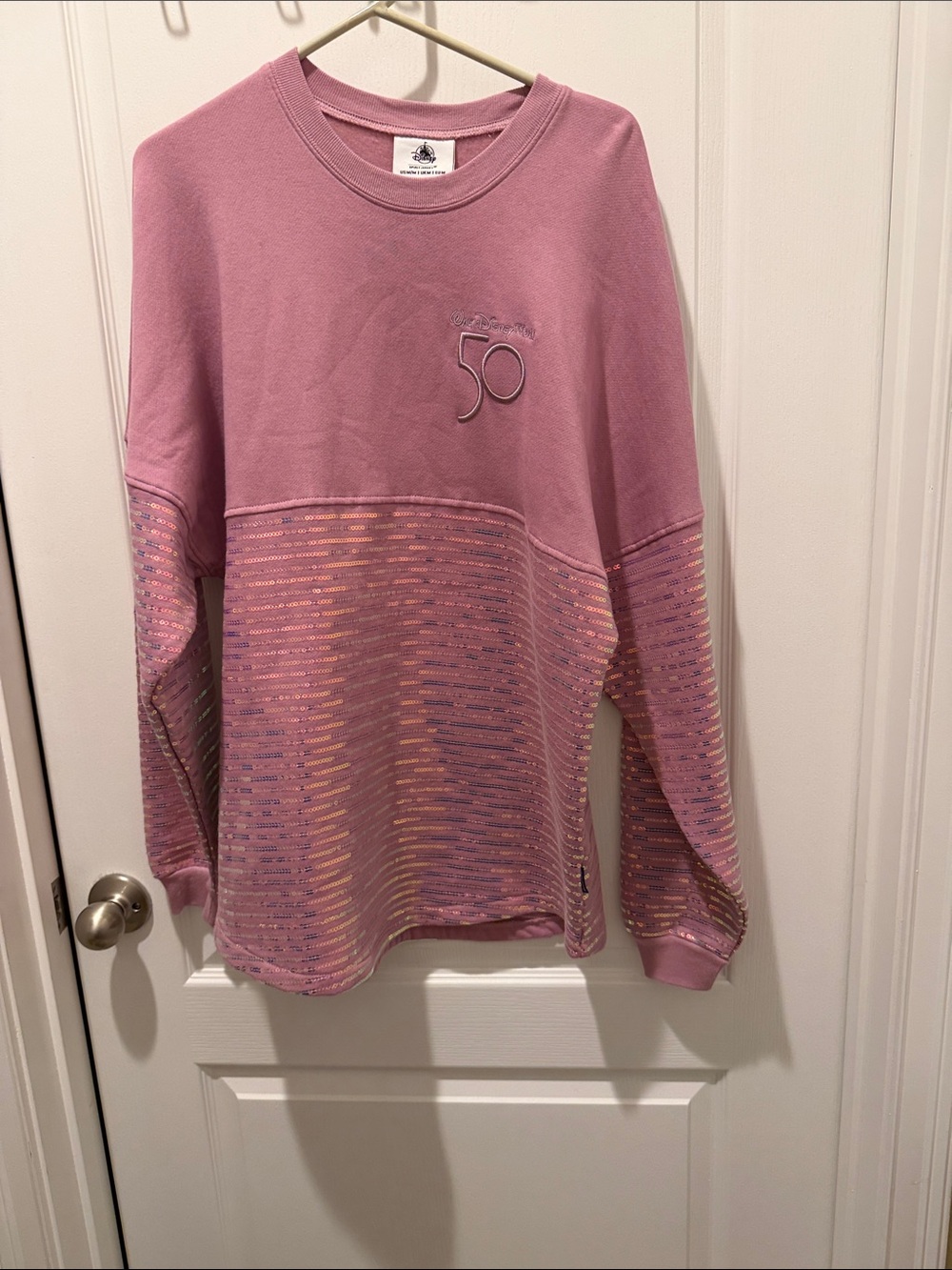Disney embroidered 50th anniversary mauve spirit jersey with sequined bottom